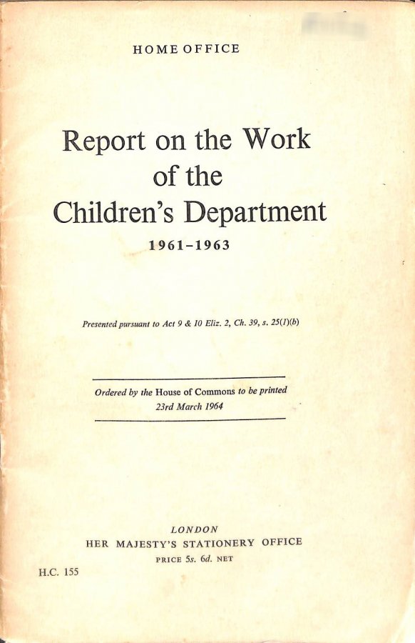 Image for Report on the Work of the Children's Department 1961 - 1963